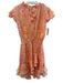 Misa Size M Orange Polyester Chiffon Swirl Ruffle Split V Neck Dress Orange / M