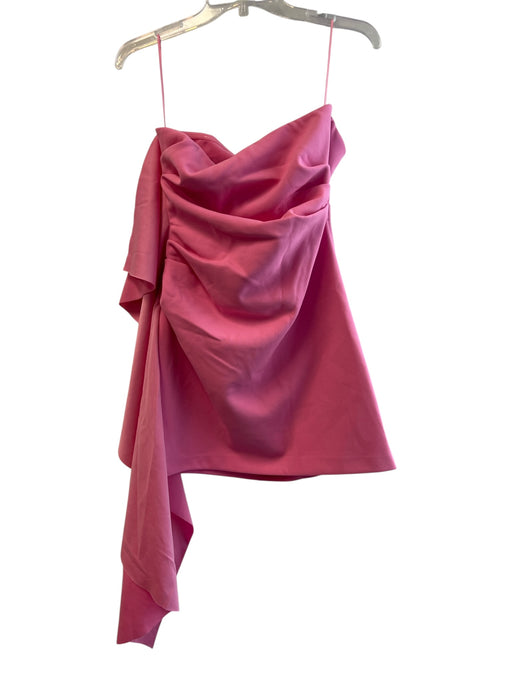 Misha Size M Pink Polyester & Elastane Draped Ruffle Accent Side Zip Dress Pink / M