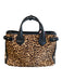 Burberry Black Brown Leather & Calf Fur Top Handle Leopard Print 3 Pocket Bag Black Brown / M