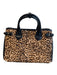 Burberry Black Brown Leather & Calf Fur Top Handle Leopard Print 3 Pocket Bag Black Brown / M