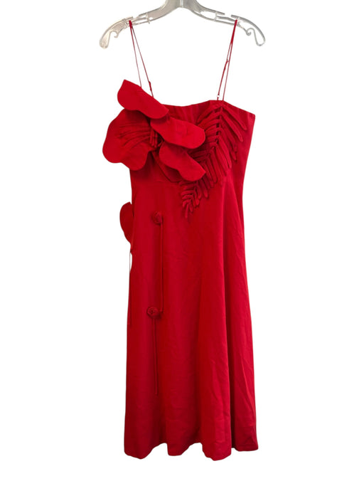Farm Size Medium Red Cotton Blend Adjustable Spaghetti Straps Applique Dress Red / Medium