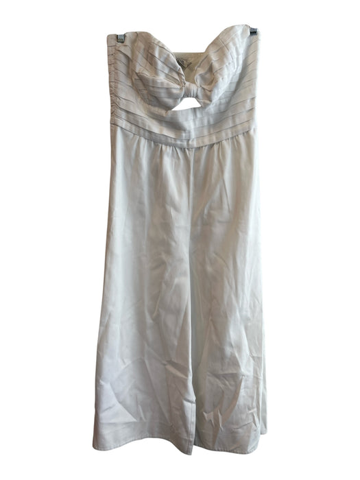 AMUR Size 8 White Cotton Strapless Wide Leg Side Zip Pin Tucks Jumpsuit White / 8