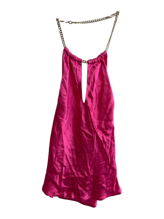 ASTR Size Small Hot pink Viscose Gold Chain Detail Halter keyhole front Top Hot pink / Small