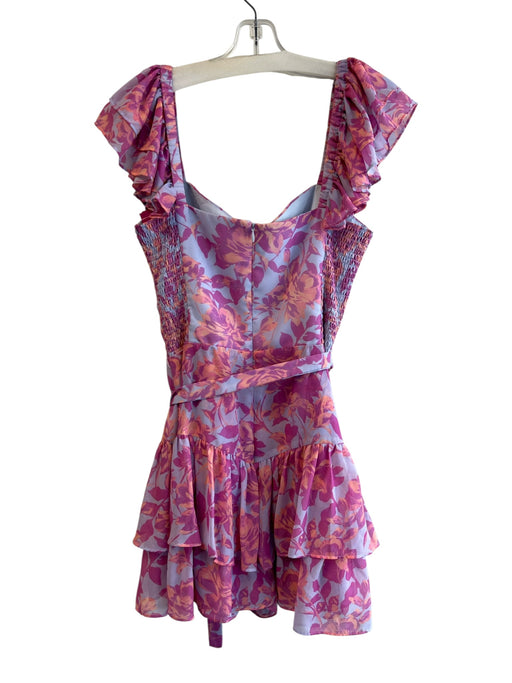 Amanda Uprichard Size M Blue, purple & peach Polyester Back Zip Floral Dress Blue, purple & peach / M