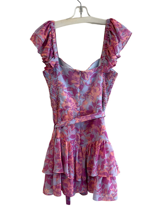 Amanda Uprichard Size M Blue, purple & peach Polyester Back Zip Floral Dress Blue, purple & peach / M