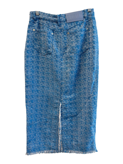 Staud Size 4 Blue Polyester 5 Pocket Pencil Front Zip Textured Skirt Blue / 4