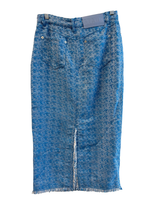 Staud Size 4 Blue Polyester 5 Pocket Pencil Front Zip Textured Skirt Blue / 4