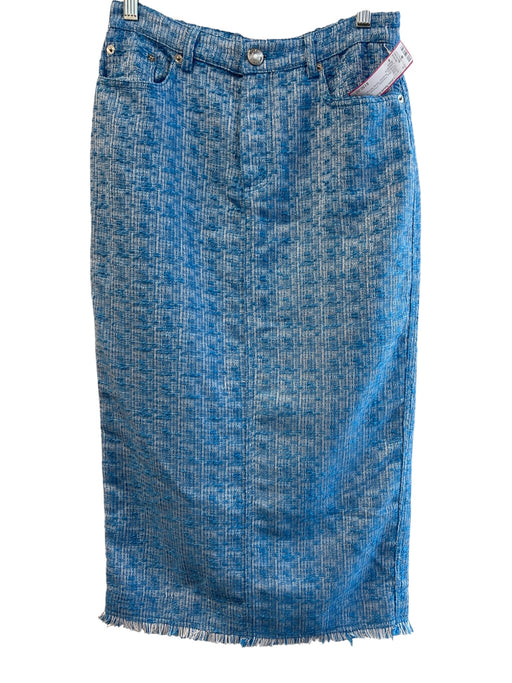 Staud Size 4 Blue Polyester 5 Pocket Pencil Front Zip Textured Skirt Blue / 4