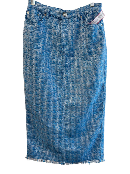 Staud Size 4 Blue Polyester 5 Pocket Pencil Front Zip Textured Skirt Blue / 4