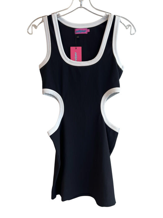 Edikted Size Medium Black & White Polyester Sleeveless Scoop Neck Ribbed Dress Black & White / Medium