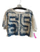 We The Free Size Medium Cream & Blue Cotton Short Sleeve Abstract Print Top Cream & Blue / Medium