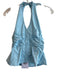 Princess Polly Size 4 Sky Blue Cotton Halter Hook & Eye Front Ruched Top Sky Blue / 4