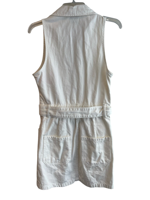 Mumu Size Medium White Cotton goldtone hardware Front Zip Belt V Neck Dress White / Medium