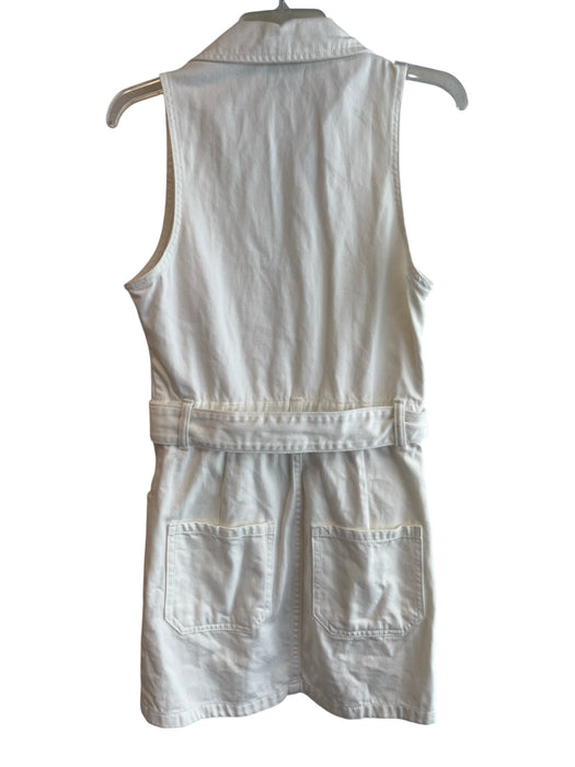 Mumu Size Medium White Cotton goldtone hardware Front Zip Belt V Neck Dress White / Medium