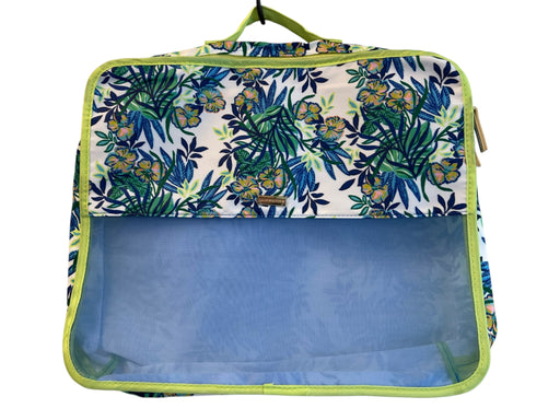 Lily Pulitzer Blue, White & Green Nylon Mesh Panel Top Handle Square Luggage Blue, White & Green
