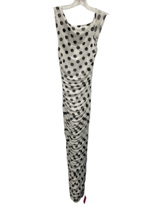 AFRM Size Small Black & White Polyester Blend Sleeveless Polka Dot Ruched Dress Black & White / Small