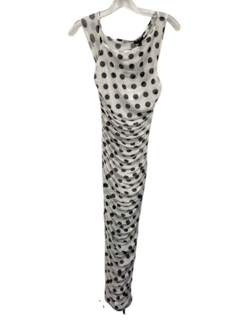 AFRM Size Small Black & White Polyester Blend Sleeveless Polka Dot Ruched Dress Black & White / Small