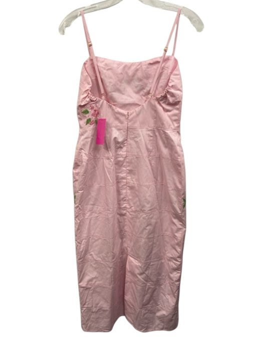 Fanm Mon Size Small Pink & Green Cotton Spaghetti Strap Floral Embroidery Dress Pink & Green / Small