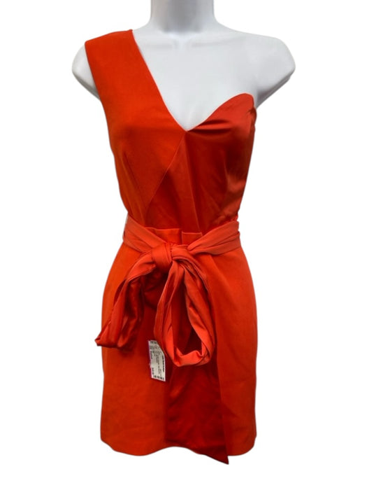 NBD Size Medium Orange Polyester One Shoulder Satin Mini Dress Orange / Medium