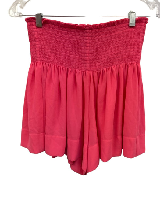 Koch Size S/M Neon Pink Polyester Smocked Tie Straps Cropped Short Set Neon Pink / S/M