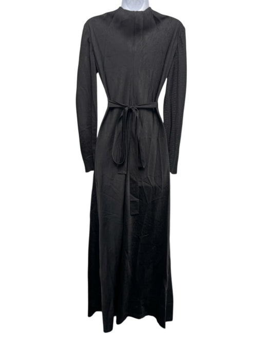Diane Von Furstenberg Size 4 Black Silk Long Sleeve Texture Wrap Maxi Dress Black / 4