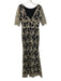 BHLDN Size 6 Black & Gold Polyester & Nylon 1/2 Sleeve Floral Embroidery Gown Black & Gold / 6