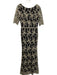 BHLDN Size 6 Black & Gold Polyester & Nylon 1/2 Sleeve Floral Embroidery Gown Black & Gold / 6