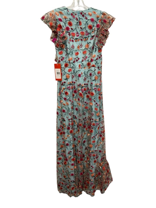 ML Monique Lhuillier Size 6 Light blue, pink, orange Polyester Full Length Gown Light blue, pink, orange / 6