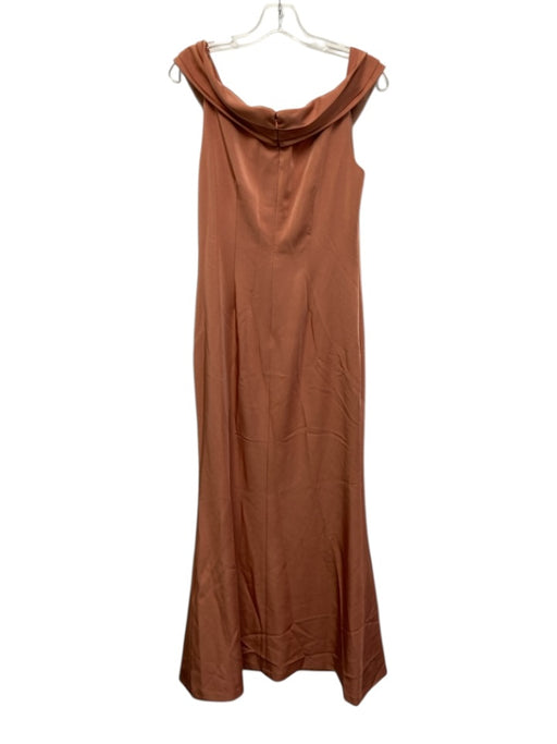Kay Unger Size 6 Peach Orange Polyester Sleeveless V Neck Leg Slit Gown Peach Orange / 6