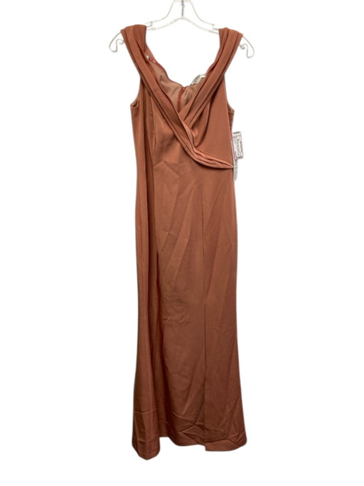 Kay Unger Size 6 Peach Orange Polyester Sleeveless V Neck Leg Slit Gown Peach Orange / 6