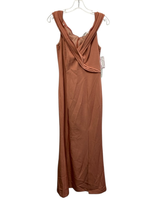 Kay Unger Size 6 Peach Orange Polyester Sleeveless V Neck Leg Slit Gown Peach Orange / 6