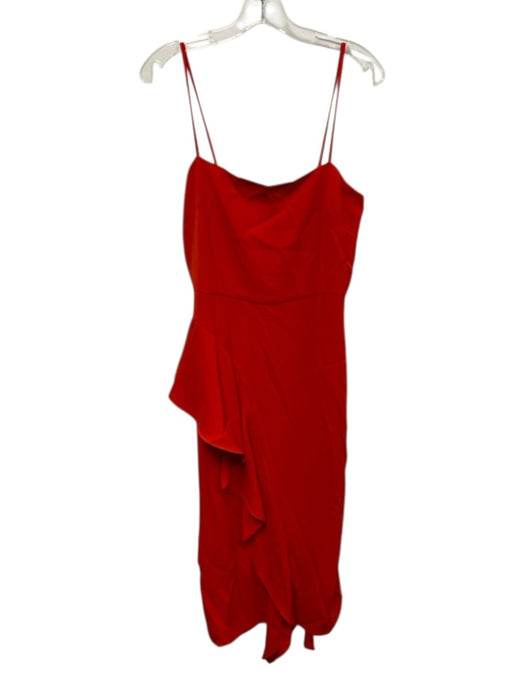 Lovers + Friends Size M Red Polyester Spaghetti Strap Ruffle Square Neck Dress Red / M
