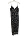 Aidan Aidan Mattox Size 6 Black & Silver Polyester Spaghetti Strap Midi Dress Black & Silver / 6