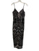 Aidan Aidan Mattox Size 6 Black & Silver Polyester Spaghetti Strap Midi Dress Black & Silver / 6