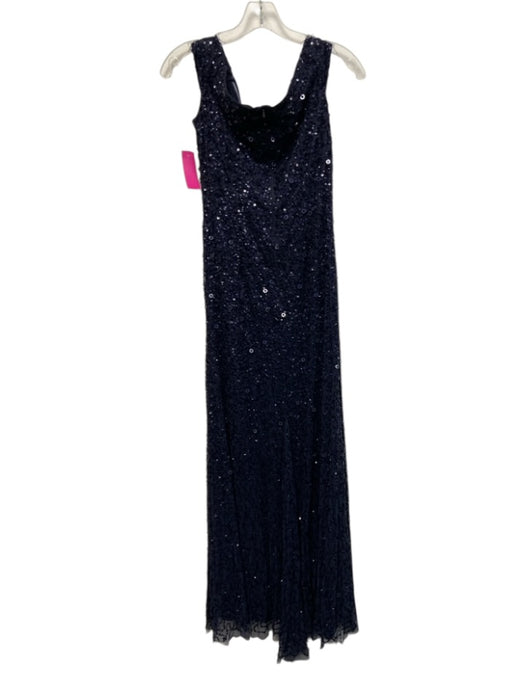 Adrianna Papell Size 4 Navy Blue Polyester Off Shoulder Fully Sequined Gown Navy Blue / 4