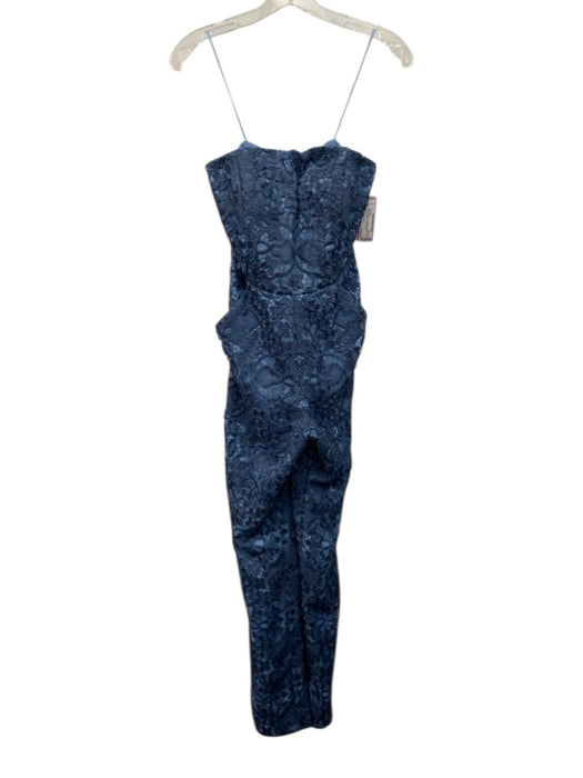 Mestiza New York Size 6 Blue Polyester Strapless Crochet Lace Overlay Jumpsuit Blue / 6