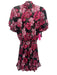 Misa Size S Black, Purple, Multi Polyester Ruffle Cap Sleeve Tie Neck Midi Dress Black, Purple, Multi / S