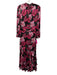 Misa Size M Black, Purple, Multi Polyester Long Sleeve Tie Neck Floral Dress Black, Purple, Multi / M
