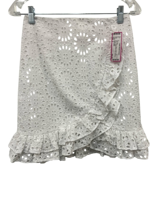 Lilly Pulitzer Size 2 White Cotton V Neck Long Sleeve eyelet Skirt Set White / 2