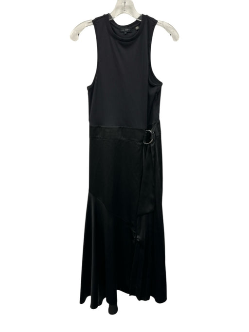 Ted Baker Size 2 Black Polyamide Sleeveless Ribbed Buckle Wrists Midi Dress Black / 2