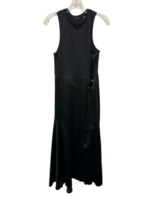 Ted Baker Size 2 Black Polyamide Sleeveless Ribbed Buckle Wrists Midi Dress Black / 2