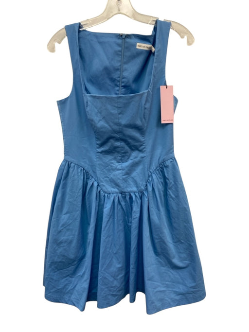 Avec Les Filles Size 4 Blue Cotton & Nylon Sleeveless Back Zip Square Neck Dress Blue / 4