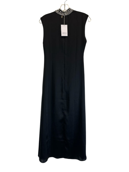Misa Size XS Black Polyester Sleeveless Rhinestone Back Zip Maxi Dress Black / XS