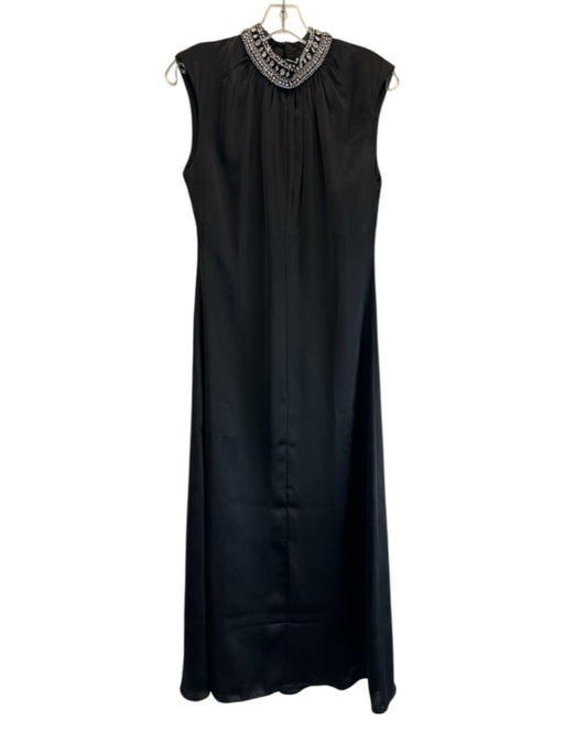 Misa Size XS Black Polyester Sleeveless Rhinestone Back Zip Maxi Dress Black / XS