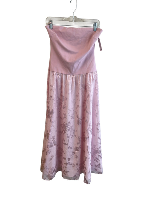 Cami NYC Size 4 Pink Viscose Drop Waist Strapless Back Zip Floral Dress Pink / 4