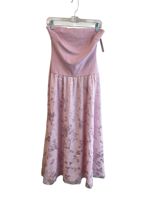 Cami NYC Size 4 Pink Viscose Drop Waist Strapless Back Zip Floral Dress Pink / 4