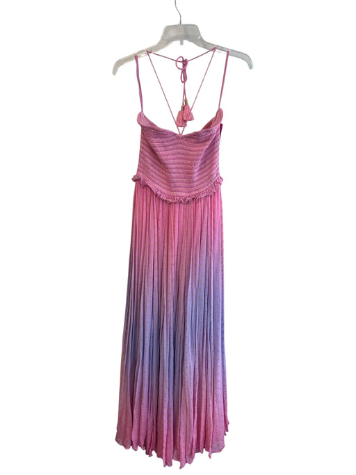 Rococo Sand Size M Pink Viscose Strapless Halter Tassel Layered Dress Pink / M