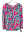 Lilly Pulitzer Size XS Fuchsia, Blue & Multi Silk Long Sleeve Gold button Top Fuchsia, Blue & Multi / XS