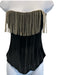 LPA Size M Black Polyester Velvet Strapless Rhinestone Fringe Bustier Top Black / M