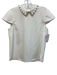 Ted Baker Size 2 White Polyester Short Sleeve Rhinestone Collar Back Button Top White / 2
